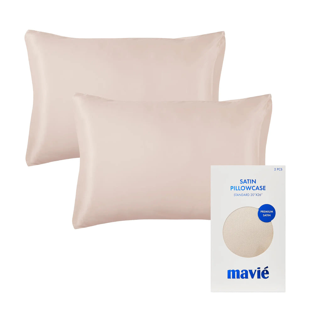 Satin Pillowcase Set of 2 – Standard Size 20” x 26”__Beige