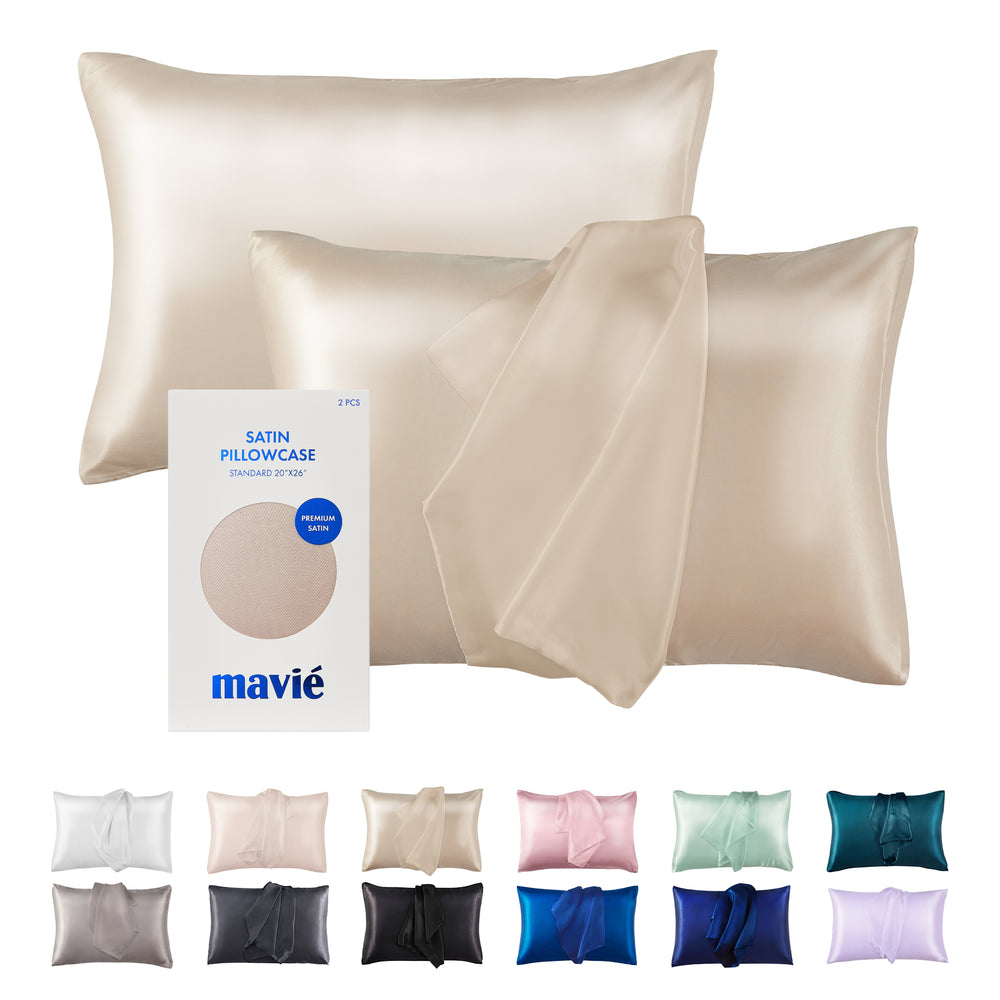 Satin Pillowcase Set of 2 – Standard Size 20” x 26”__Taupe