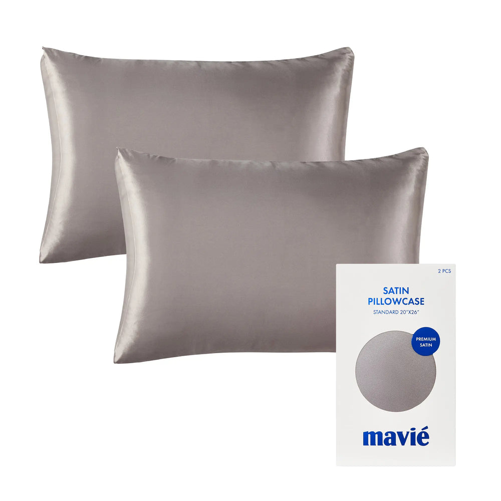Satin Pillowcase Set of 2 – Standard Size 20” x 26”__Silver Grey