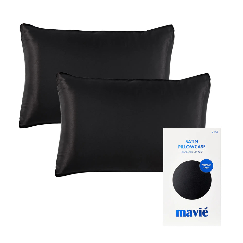 Satin Pillowcase Set of 2 – Standard Size 20” x 26”__Black
