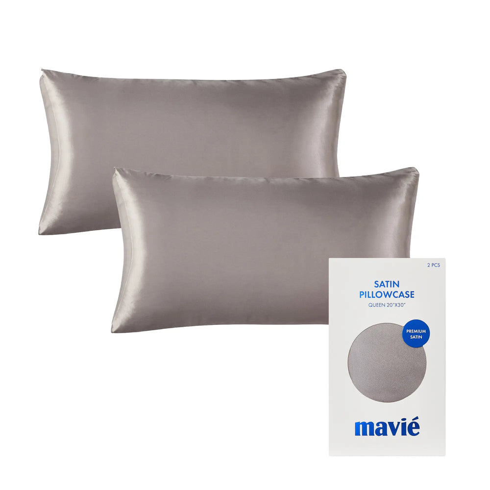 Satin Pillowcase Set of 2 – Queen Size 20" x 30"__Silver Grey