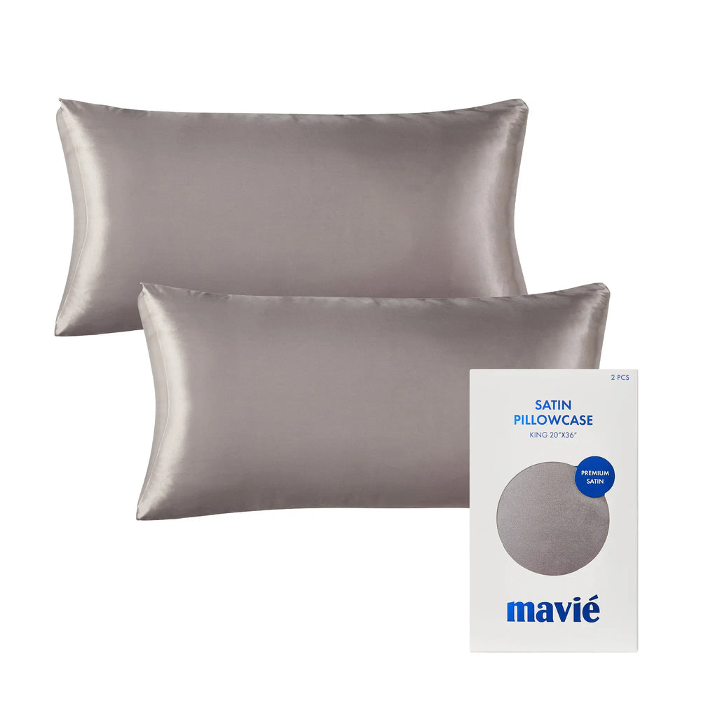 Satin Pillowcase Set of 2 – King Size 20" x 36"__Silver Grey