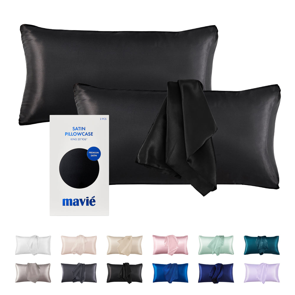 Satin Pillowcase Set of 2 – King Size 20" x 36"__Black