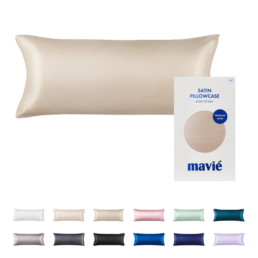 Satin Body Pillowcase 20" x 54" - Silky Soft Long Pillow Cover with Envelope Closure__Taupe