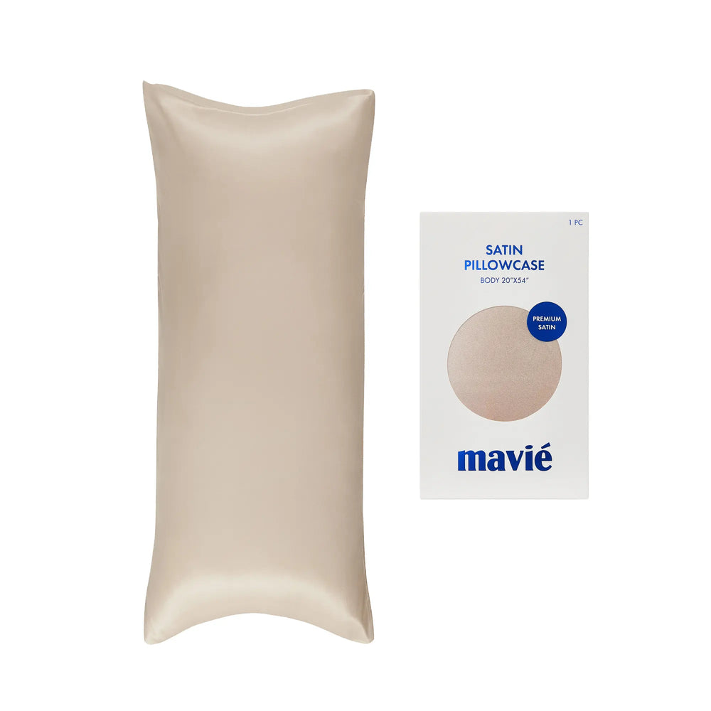Satin Body Pillowcase 20" x 54" - Silky Soft Long Pillow Cover with Envelope Closure__Taupe