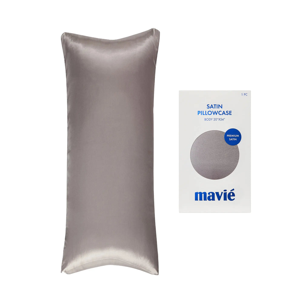 Satin Body Pillowcase 20" x 54" - Silky Soft Long Pillow Cover with Envelope Closure__Silver Grey