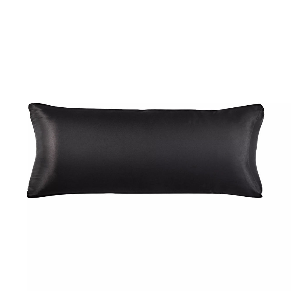 Satin Body Pillowcase 20" x 54" - Silky Soft Long Pillow Cover with Envelope Closure__Black