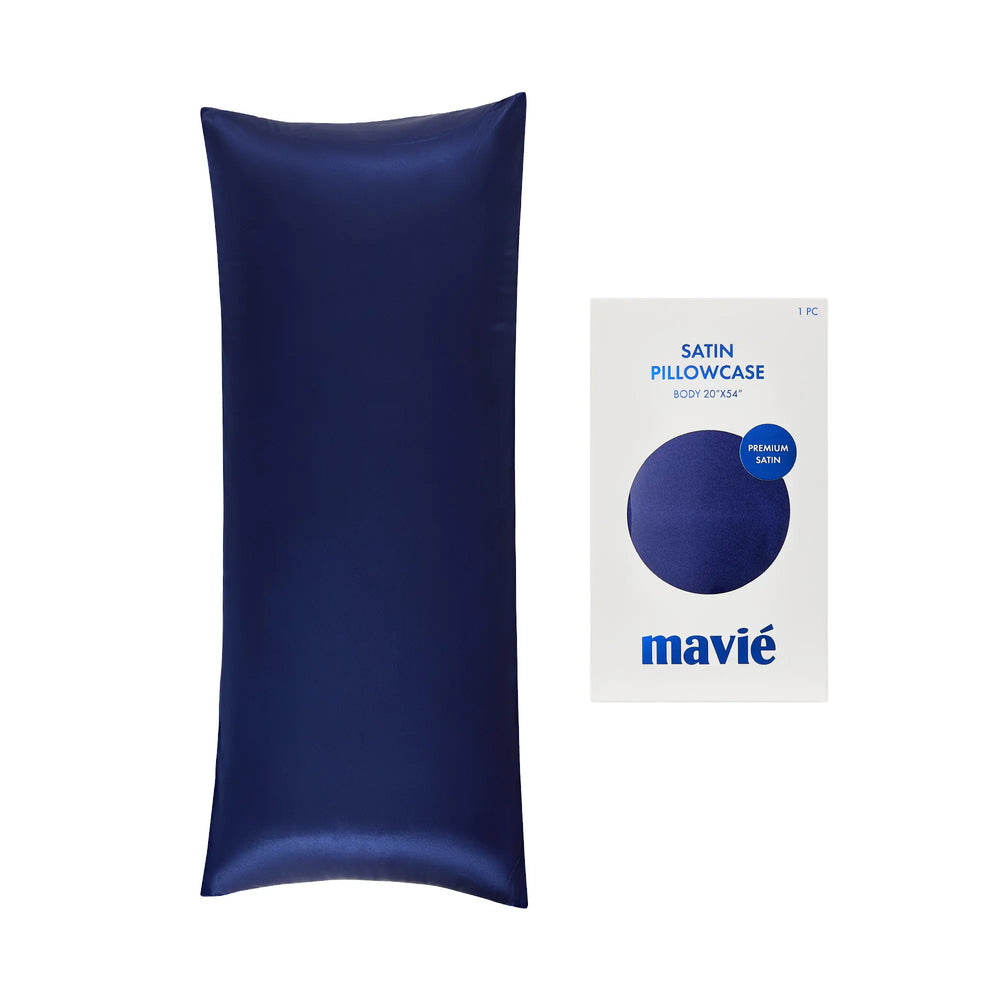 Satin Body Pillowcase 20" x 54" - Silky Soft Long Pillow Cover with Envelope Closure__Moon Indigo
