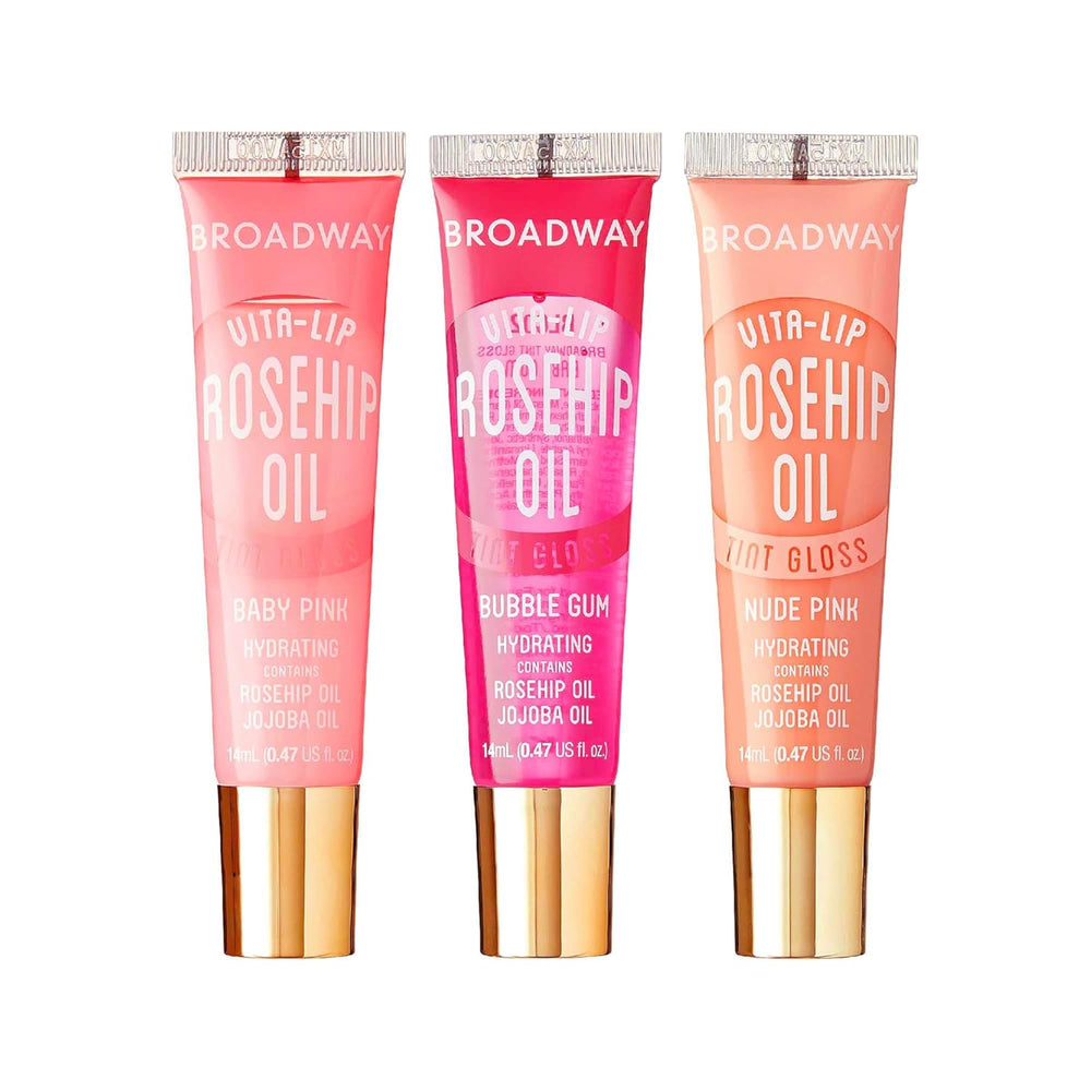Broadway Vita-Lip Tinted Lip Gloss (3-Pack) | High-Shine & Hydrating__3-Pack Pink Tones