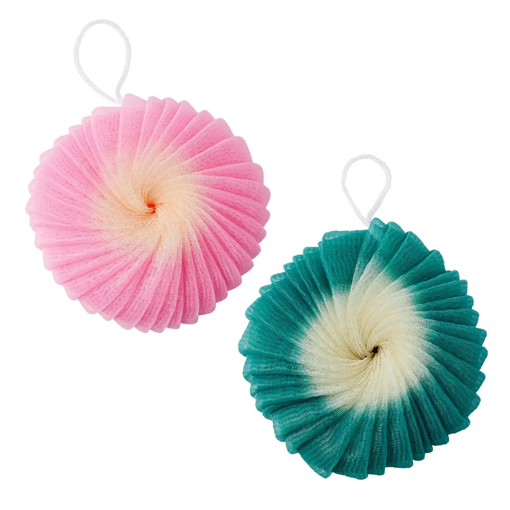 Mesh Bath Sponge Loofah - Soft Exfoliating Shower Pouf Balls__Pink/Green (2pcs)