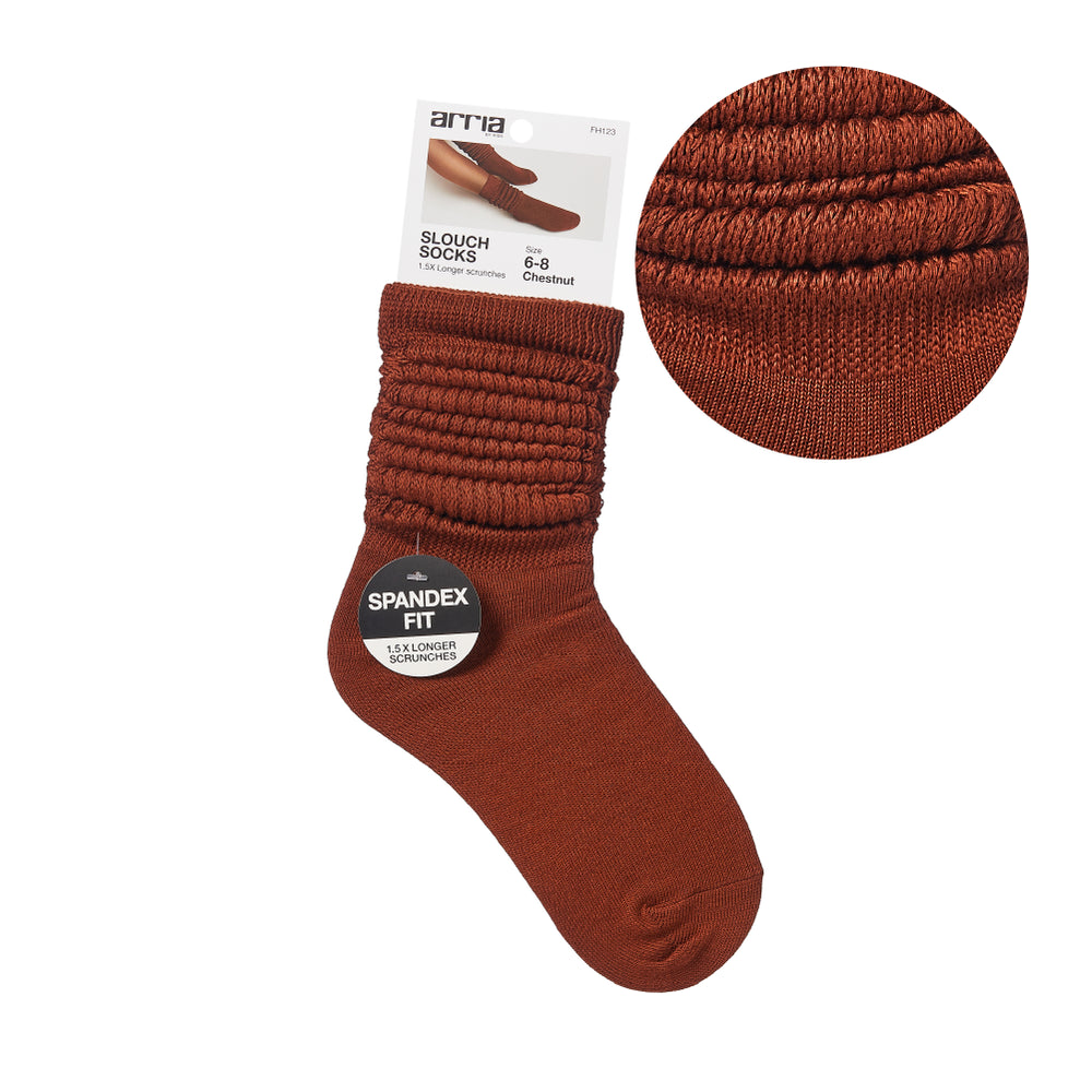 Extra Long Soft Cotton Trendy Slouch Socks__Chestnut