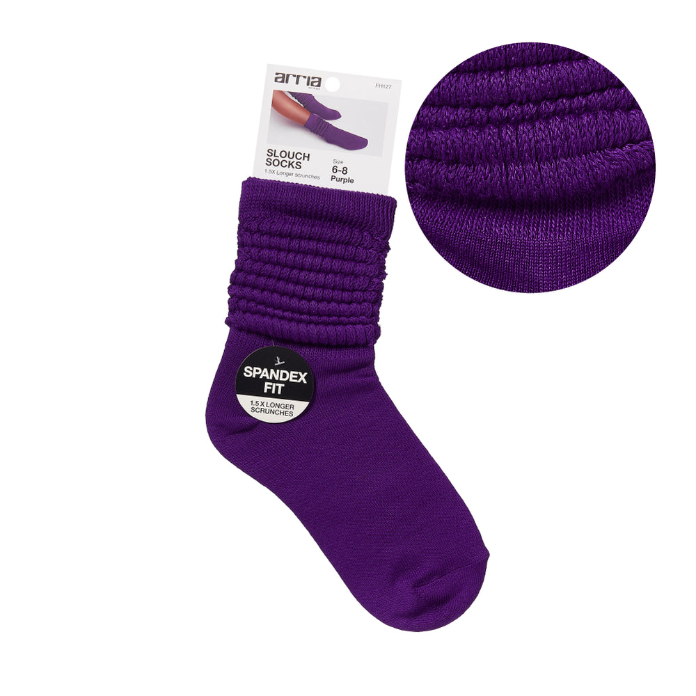 Extra Long Soft Cotton Trendy Slouch Socks__Purple