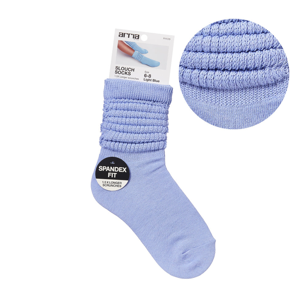 Extra Long Soft Cotton Trendy Slouch Socks__Light Blue