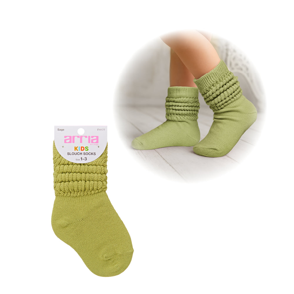 Slouch Socks for Kids (13C–3Y) – Extra-Soft, Breathable__Sage