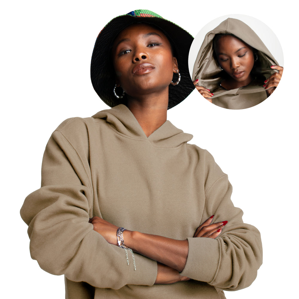 Satin-Lined Hoodie – Frizz-Free Hair Protection__Taupe