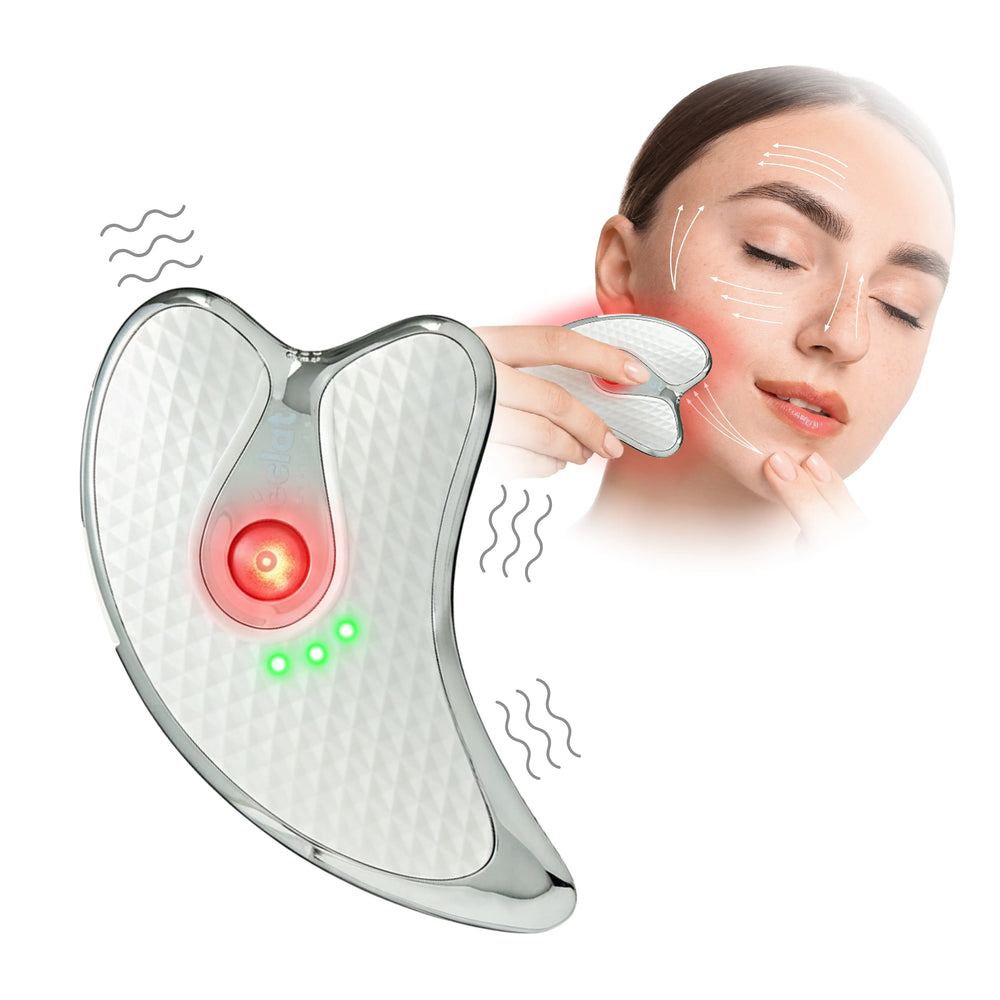 Heated Gua Sha Facial Massager for Face & Neck – Depuff, Lift & Glow__White