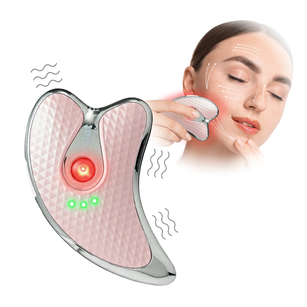Heated Gua Sha Facial Massager for Face & Neck – Depuff, Lift & Glow__Pink