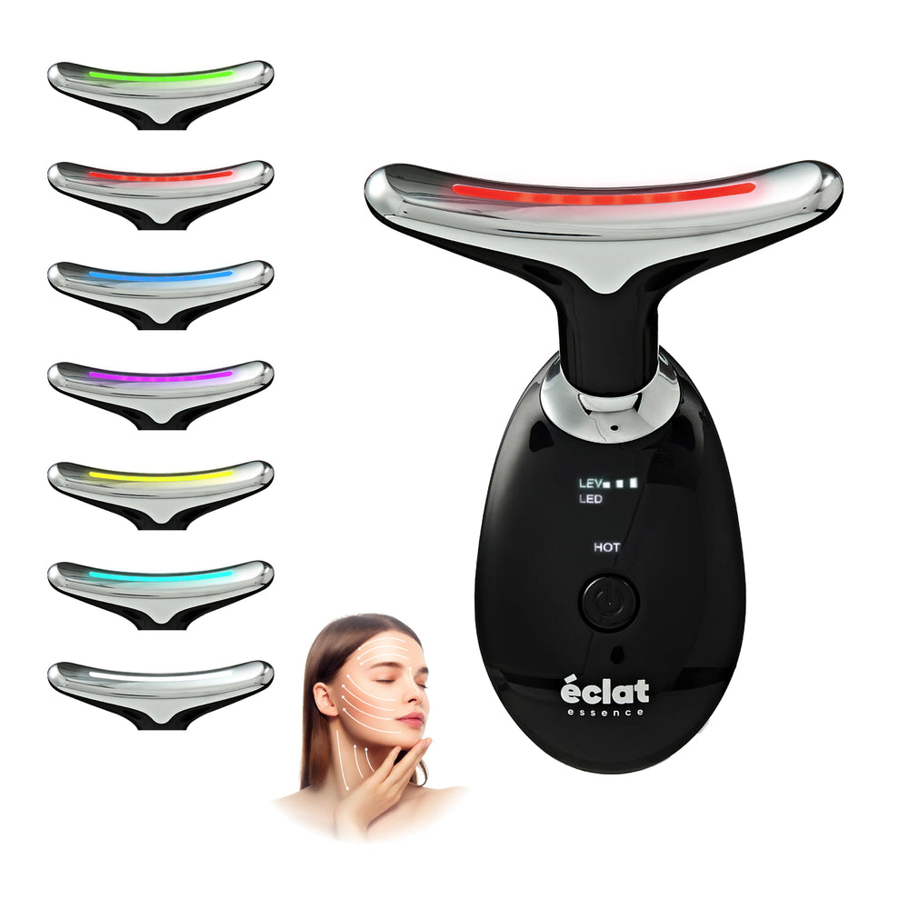 Heated Face & Neck Massager with 7 LED Light Therapy – Sculpt, Lift & Illuminate__Black