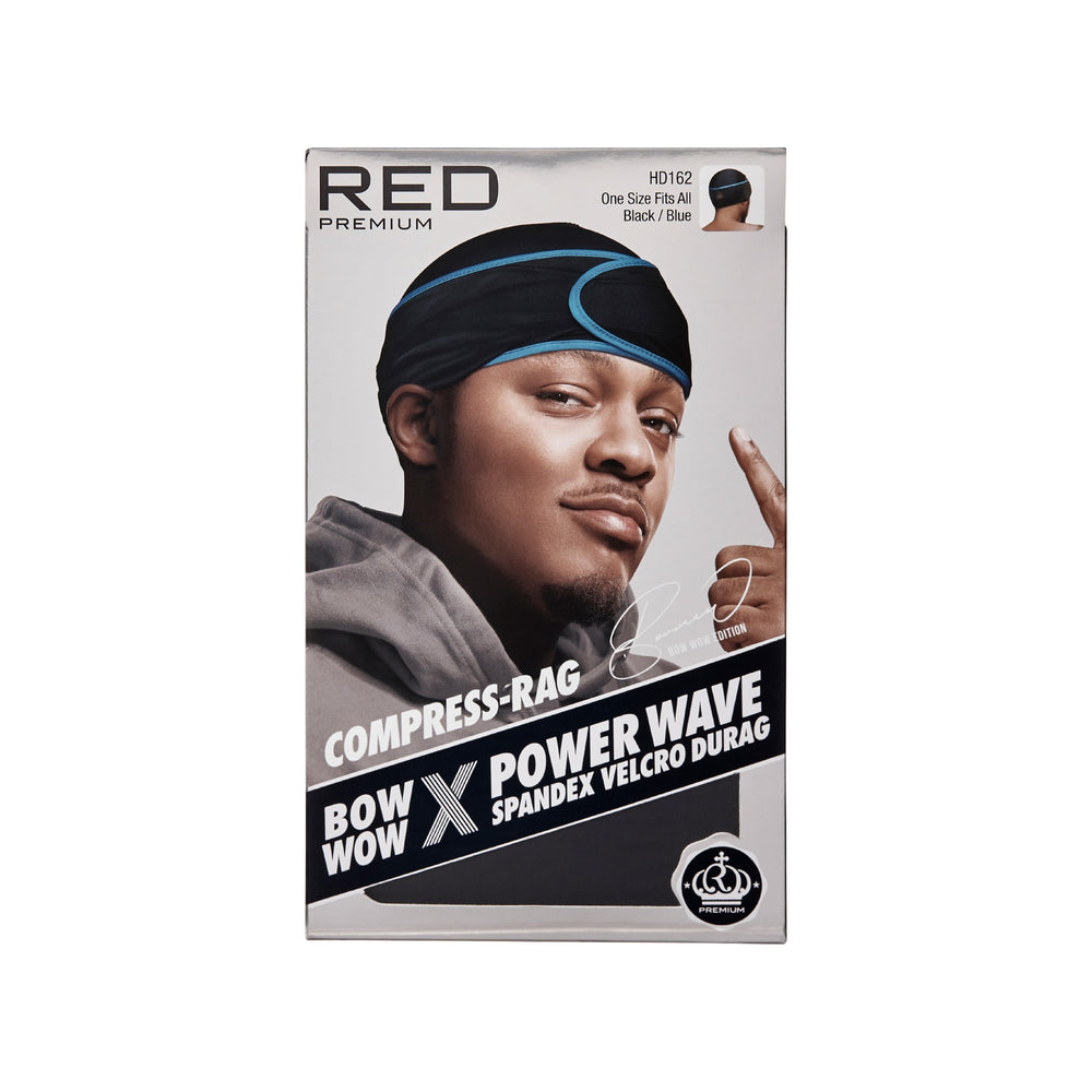 BOW WOW X Power Wave Spandex Hook and Loop Fastener Compress Rag__Black/Blue