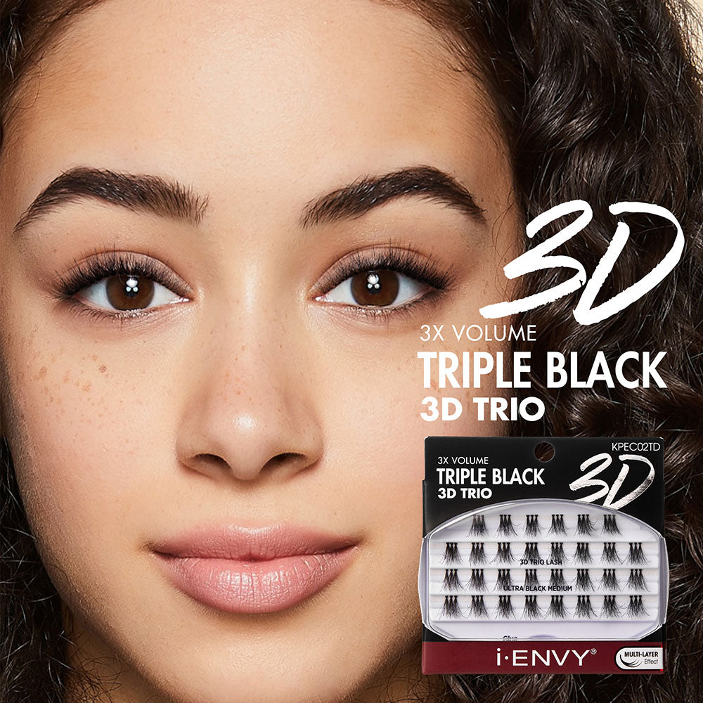 Triple Black Trio Lashes - 3D Trios – Ivy Beauty