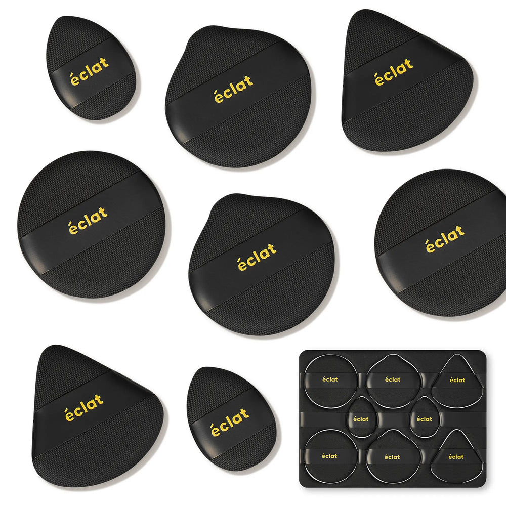 Cushion Puff Makeup Set - 8pcs Soft & Bouncy Foundation, Concealer & Powder Puff__Black