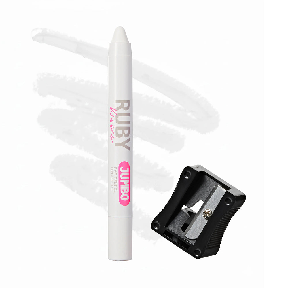 Ruby Kisses Jumbo Eye Pencil with Sharpener – Smooth, Multi-Purpose Eye Makeup Stick__White