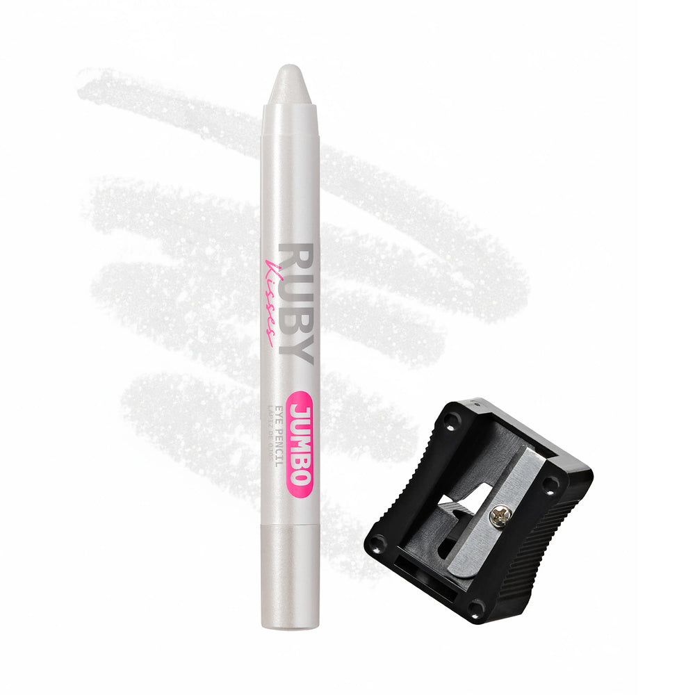 Ruby Kisses Jumbo Eye Pencil with Sharpener – Smooth, Multi-Purpose Eye Makeup Stick__Shimmer White