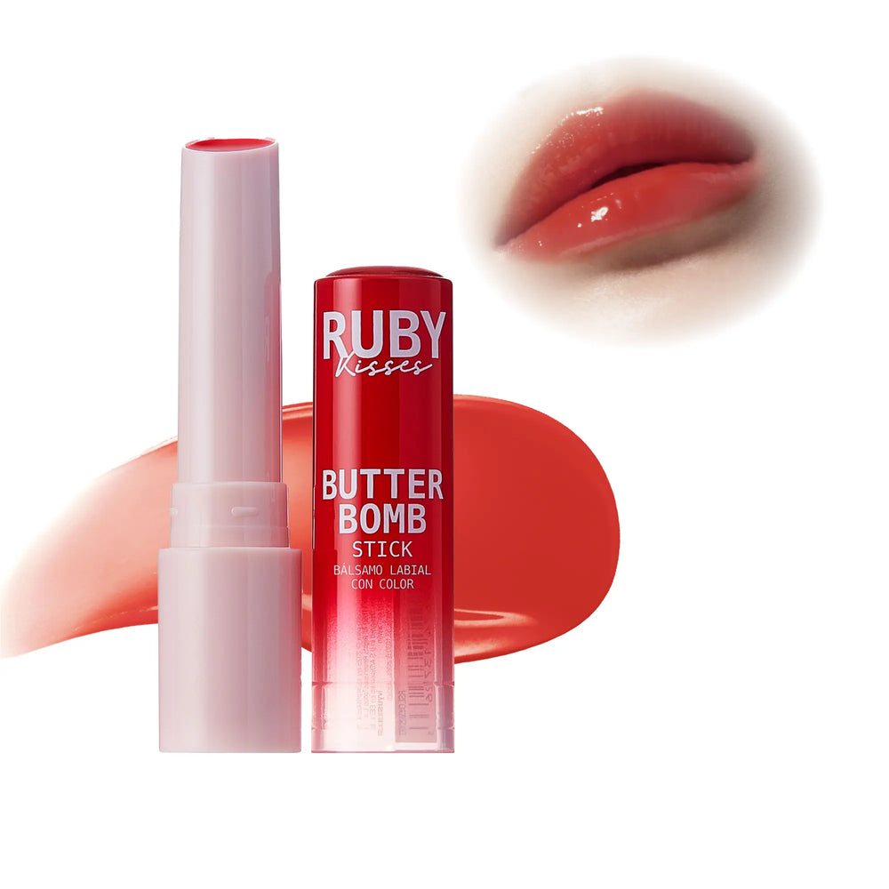 Butter Bomb Lip Balm – High Shine Tinted Gloss & Hydrating Lipstick With Shea Butter__Cherry Red