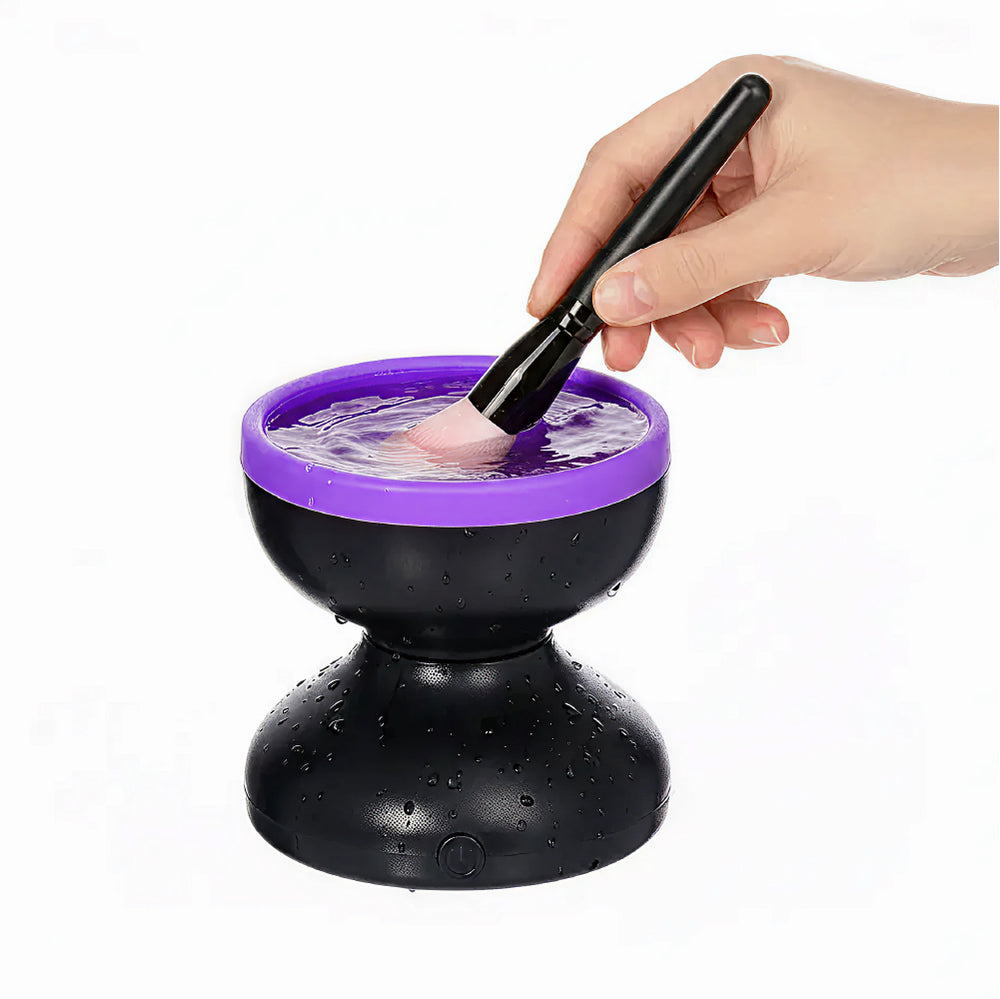 Electric Makeup Brush Cleaner – Portable USB Deep Cleaning Machine for Brushes__Black/Purple