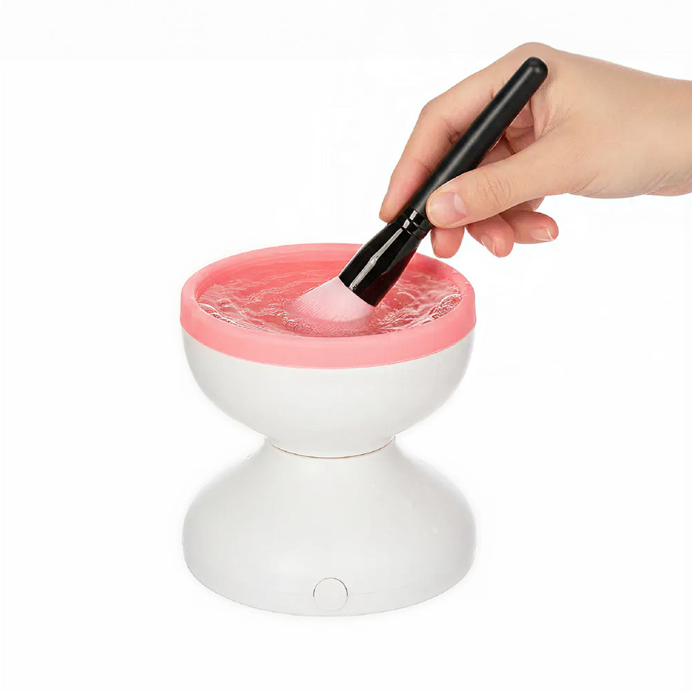 Electric Makeup Brush Cleaner – Portable USB Deep Cleaning Machine for Brushes__White/Pink