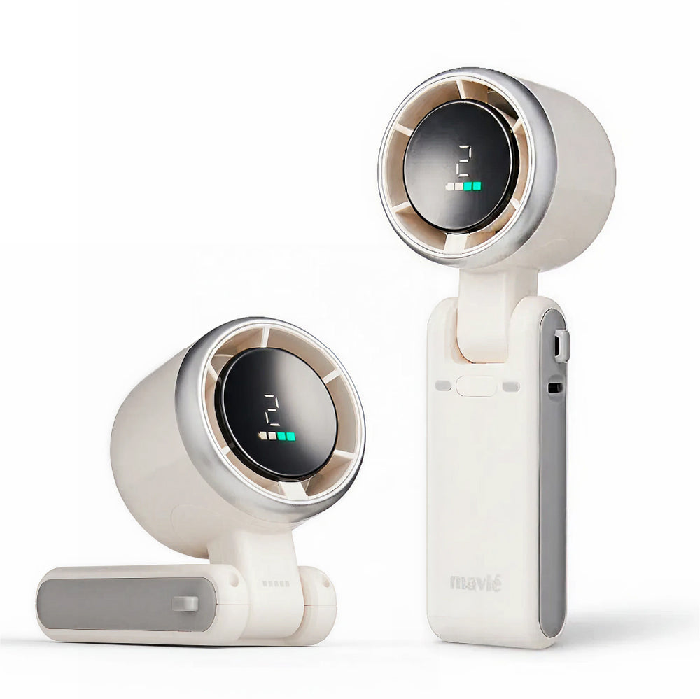 Ultra Mini Portable Fan, Powerful Pocket-Sized Handheld Fan, Rechargeable Personal Fan with 5 Speeds, LED Display, Long Battery Life for Travel & Makeup__White