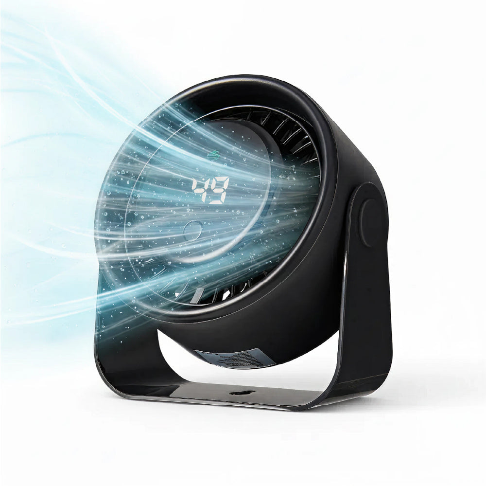 Small Desk Fan, Rechargeable Quiet Mini Personal Fan With LED Digital Display, Portable Wall-Mount & Cordless Design, 5 Speeds, Long Battery Life, Travel for Office, Home, Bedroom__Black
