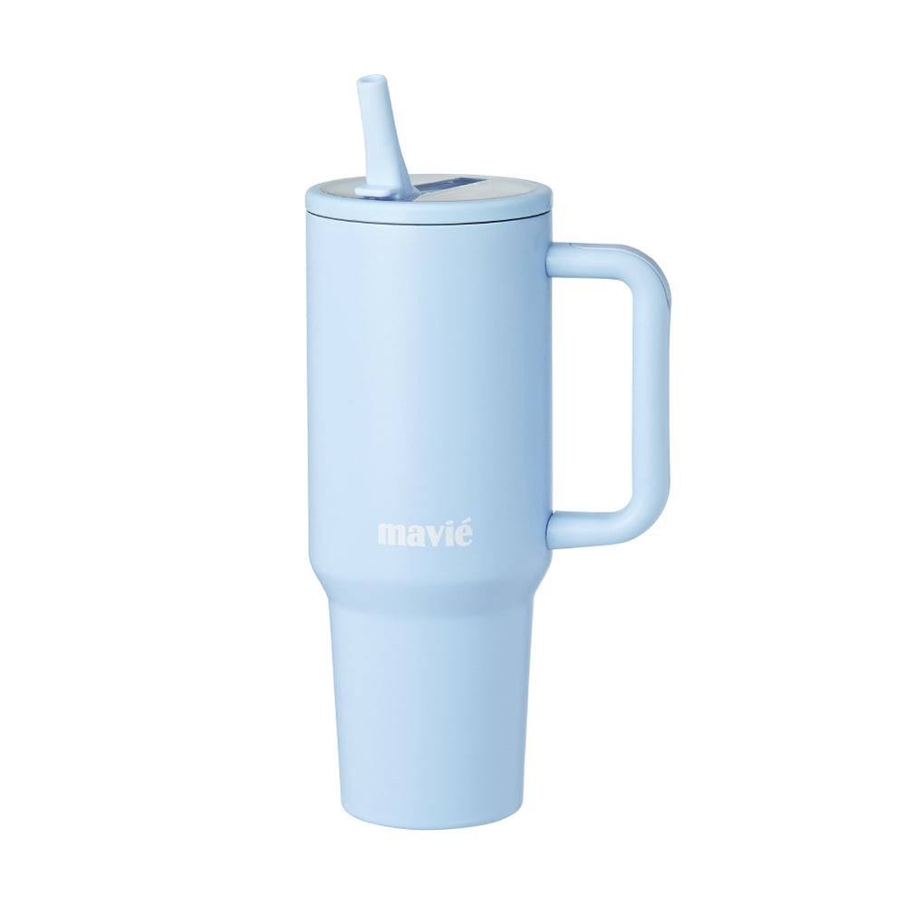 Tumbler with Handle & Built-in Flip Straw - Double Insulated Stainless Steel Water Bottle & Travel Coffee Mug (30oz & 40oz)__Sky Blue
