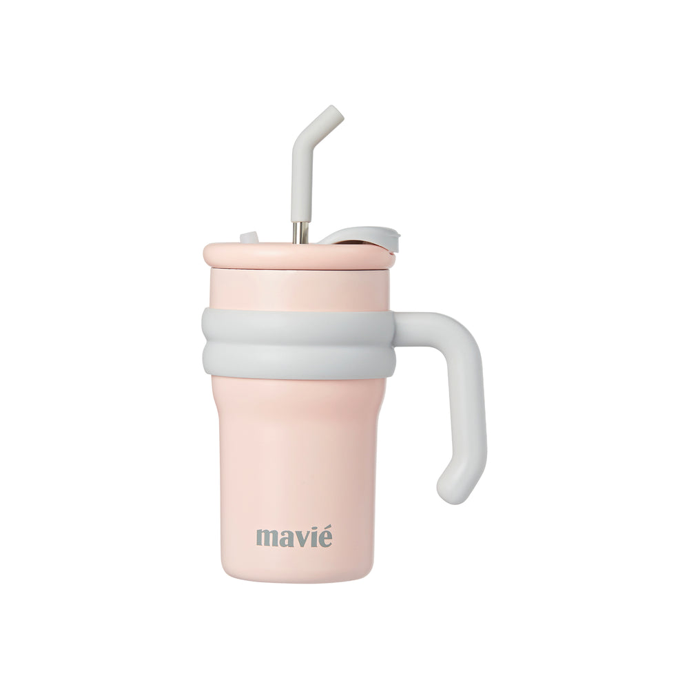 Tumbler with Handle & Metal Straw + Silicone Tip - 17oz & 24oz__Light Pink