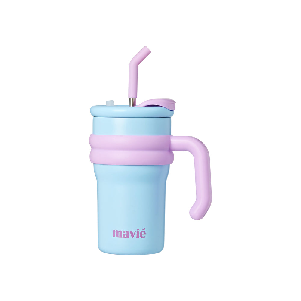 Tumbler with Handle & Metal Straw + Silicone Tip - 17oz & 24oz__Blue