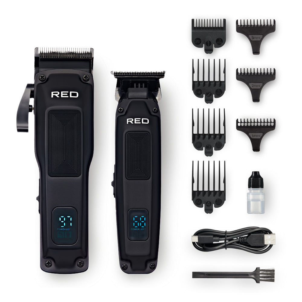 Cordless Clipper & Trimmer Combo Set - Professional Fade & Beard Grooming Kit__Black