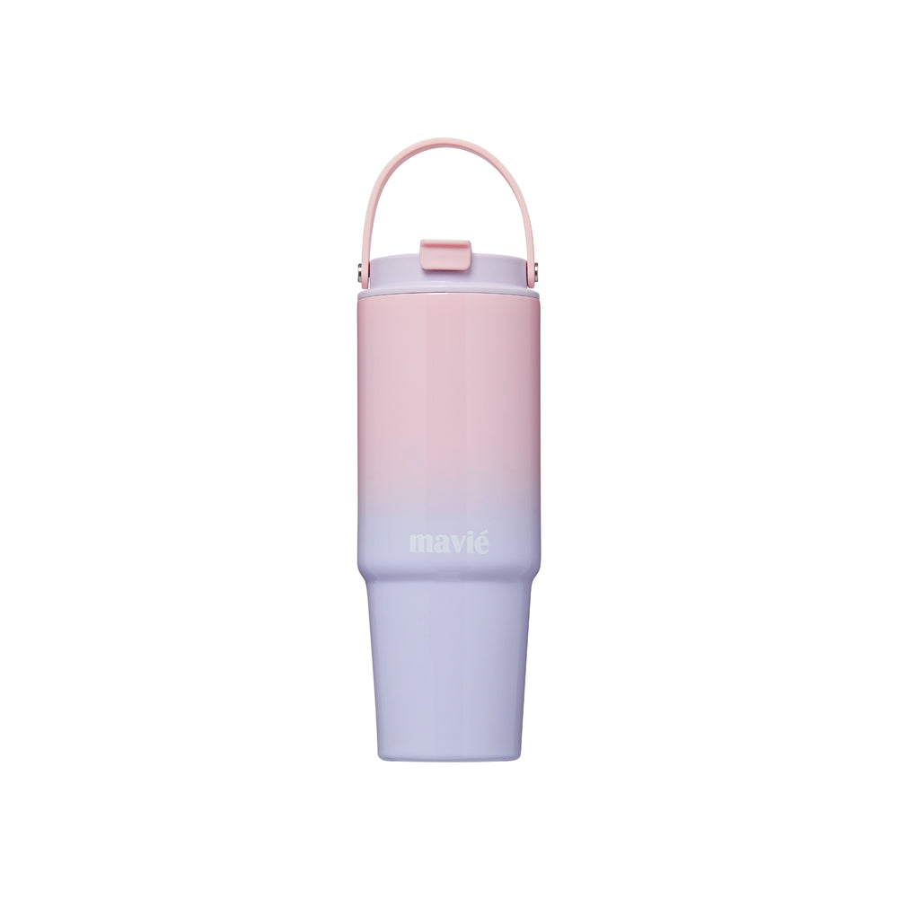 30oz Tumbler With Top Handle & Built-In Flip Straw + Sip Spout__Purple Pink