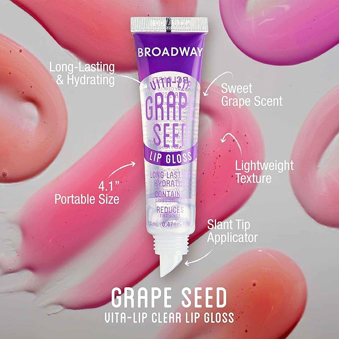 Ruby Kisses Broadway Lip Gloss Vita-Lip Clear Lip Gloss, Moisturizing, Soothing, Super Glossy with Vitamin Oil (Watermelon 3pcs & Grape 3pcs)