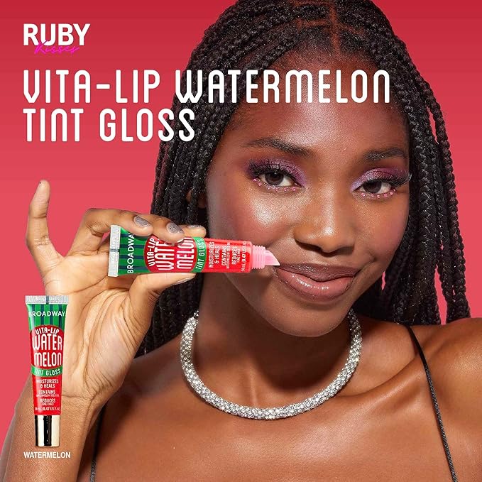 Ruby Kisses Broadway Lip Gloss Vita-Lip Clear Lip Gloss, Moisturizing, Soothing, Super Glossy with Vitamin Oil (Watermelon 3pcs & Grape 3pcs)