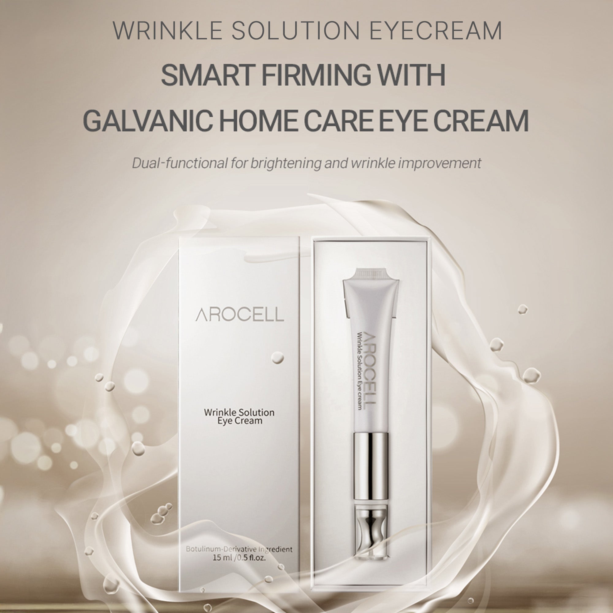 Wrinkle Solution Eye Cream with Galvanic Applicator – Korean Firming & Brightening Eye Treatment (15ml)