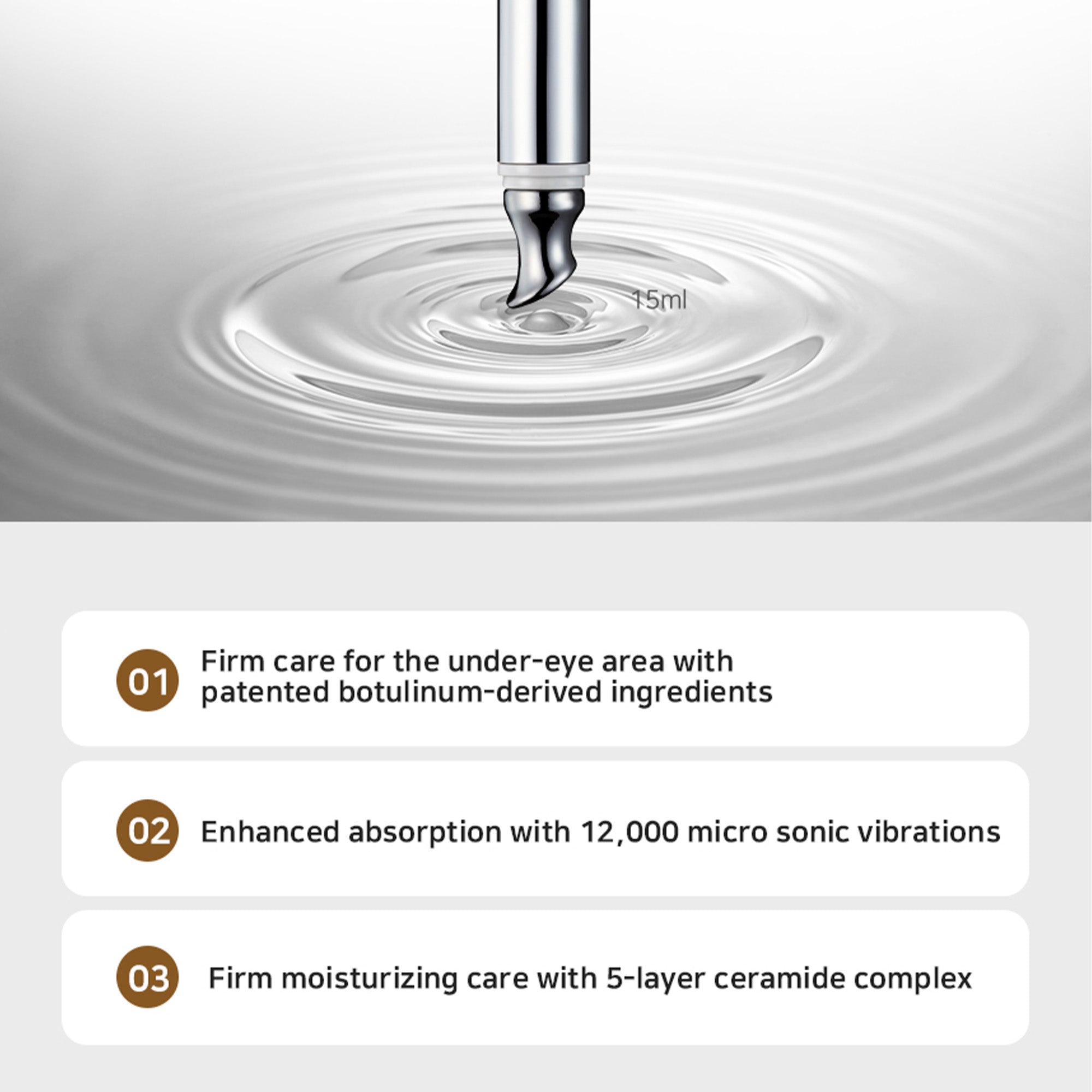 Wrinkle Solution Eye Cream with Galvanic Applicator – Korean Firming & Brightening Eye Treatment (15ml)