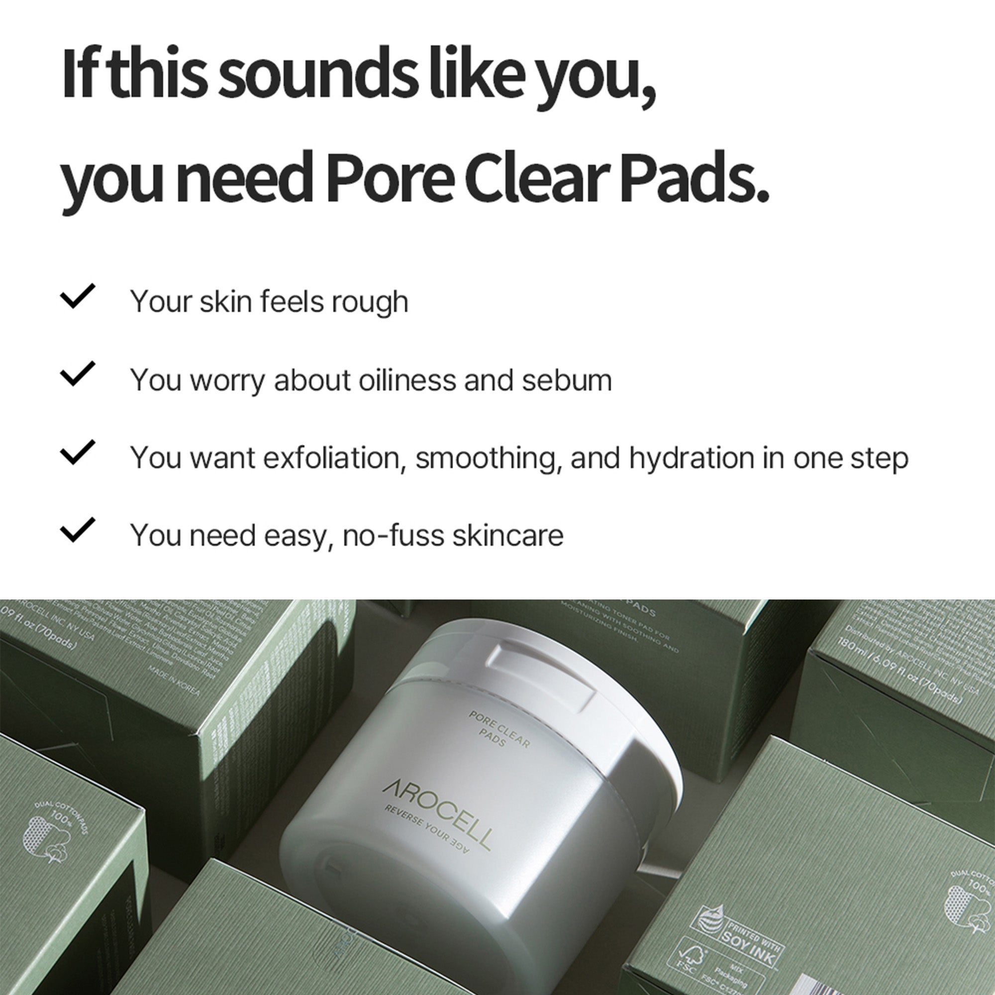 Dual-Sided Pore Clear Pads – Daily Mildly Acidic Toner Pads with AHA BHA PHA