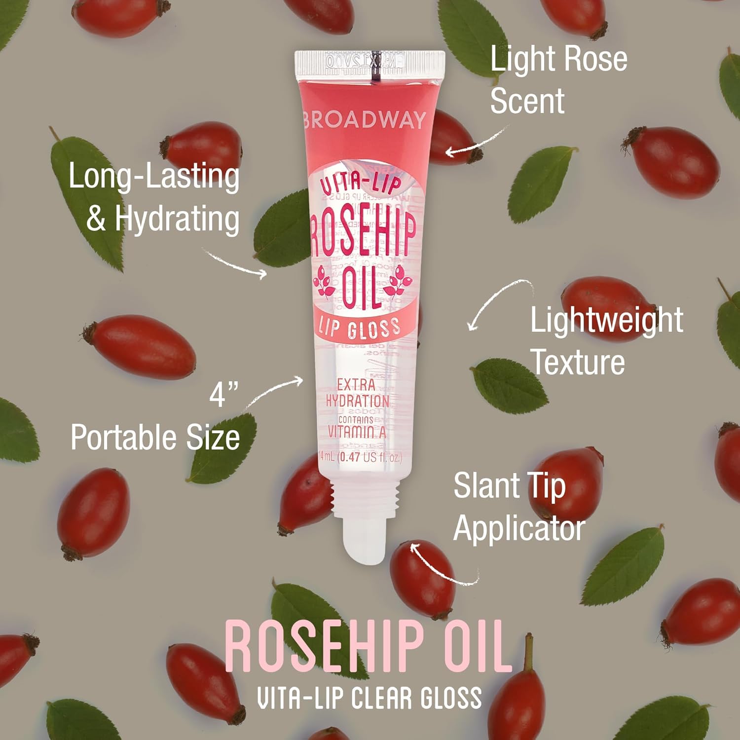 Ruby Kisses Broadway Vita-Lip Tinted Lip Gloss Ultra-Hydrating, Nourishing, Soothing Formula with Vitamins, High-Shine Non-Sticky Lip Balm with Rosehip+Coconut Oil, Pink & Red Shades (6 Pack) product view.