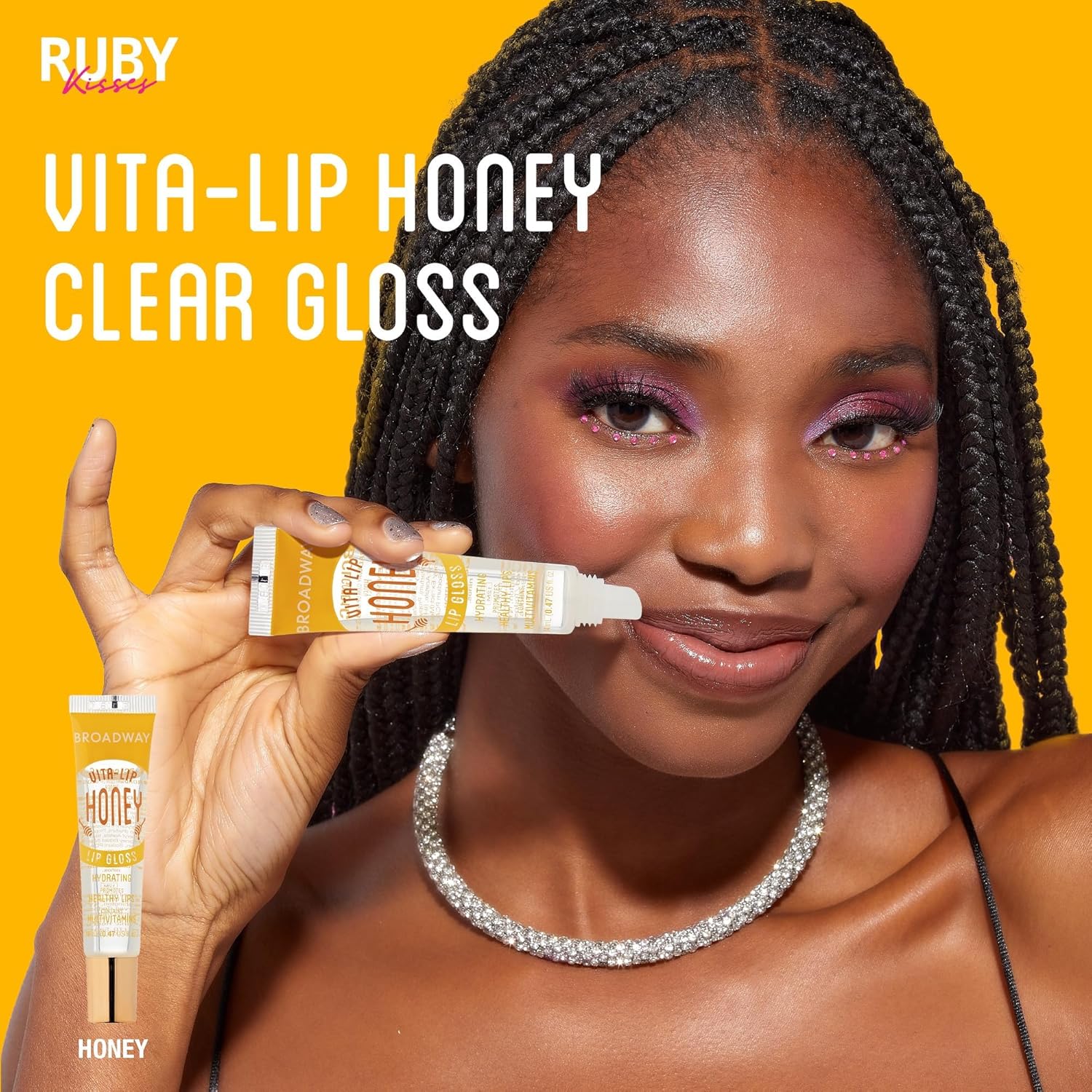 Ruby Kisses Broadway Vita-Lip Clear Lip Gloss, Ultra-Hydrating & Soothing Formula with Vitamins, High-Shine Non-Sticky Finish Lip Balm with Mint, Rosehip, Coconut, Mango, Argan, Honey, Shea (10 Pack)