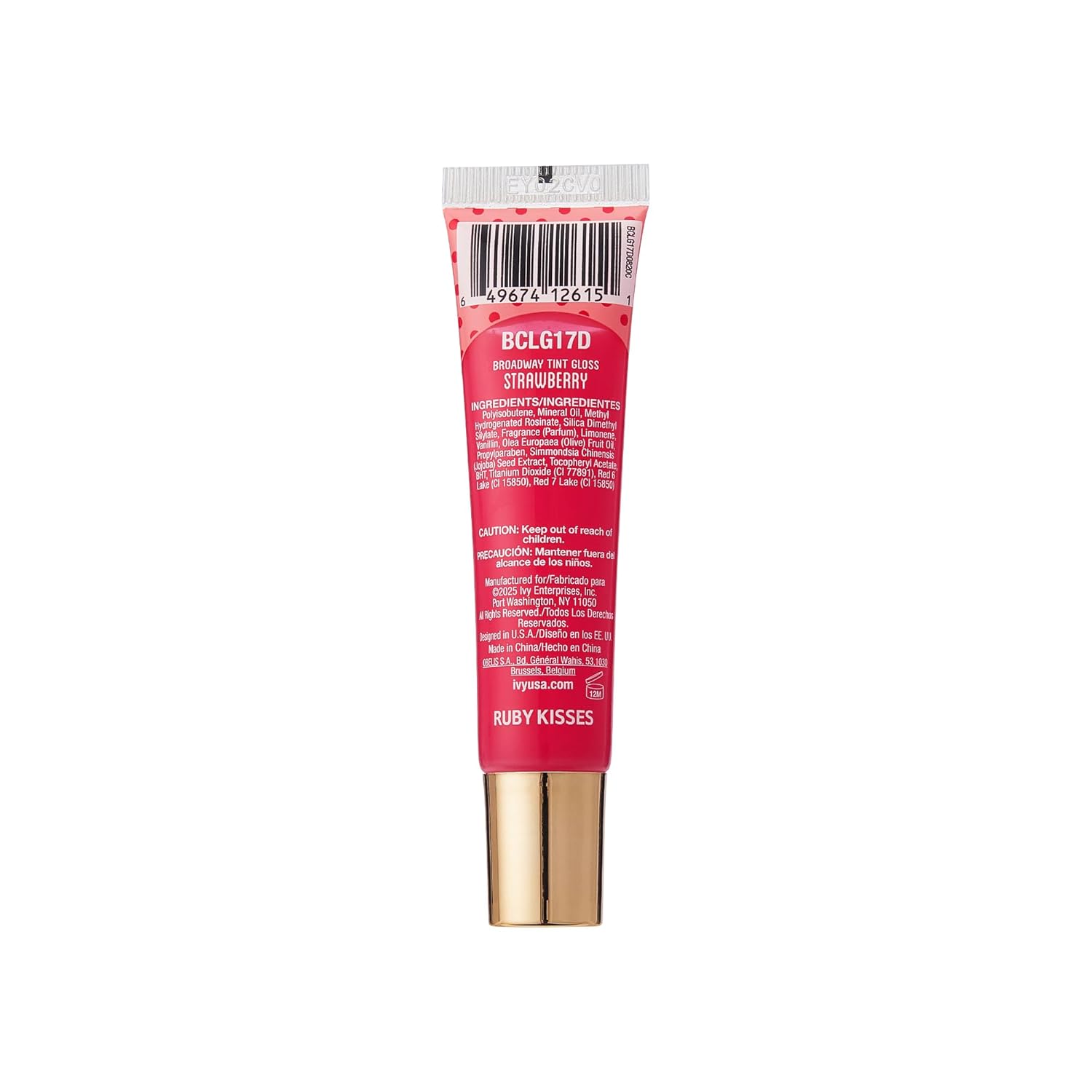 Ruby Kisses Broadway Vita-Lip Tinted & Clear Lip Gloss Ultra-Hydrating & Soothing Formula, High-Shine Non-Sticky Lip Balm with Mint, Rosehip, Coconut, Mango, Argan, Vitamin E, Honey, Shea (10 Pack) product view.