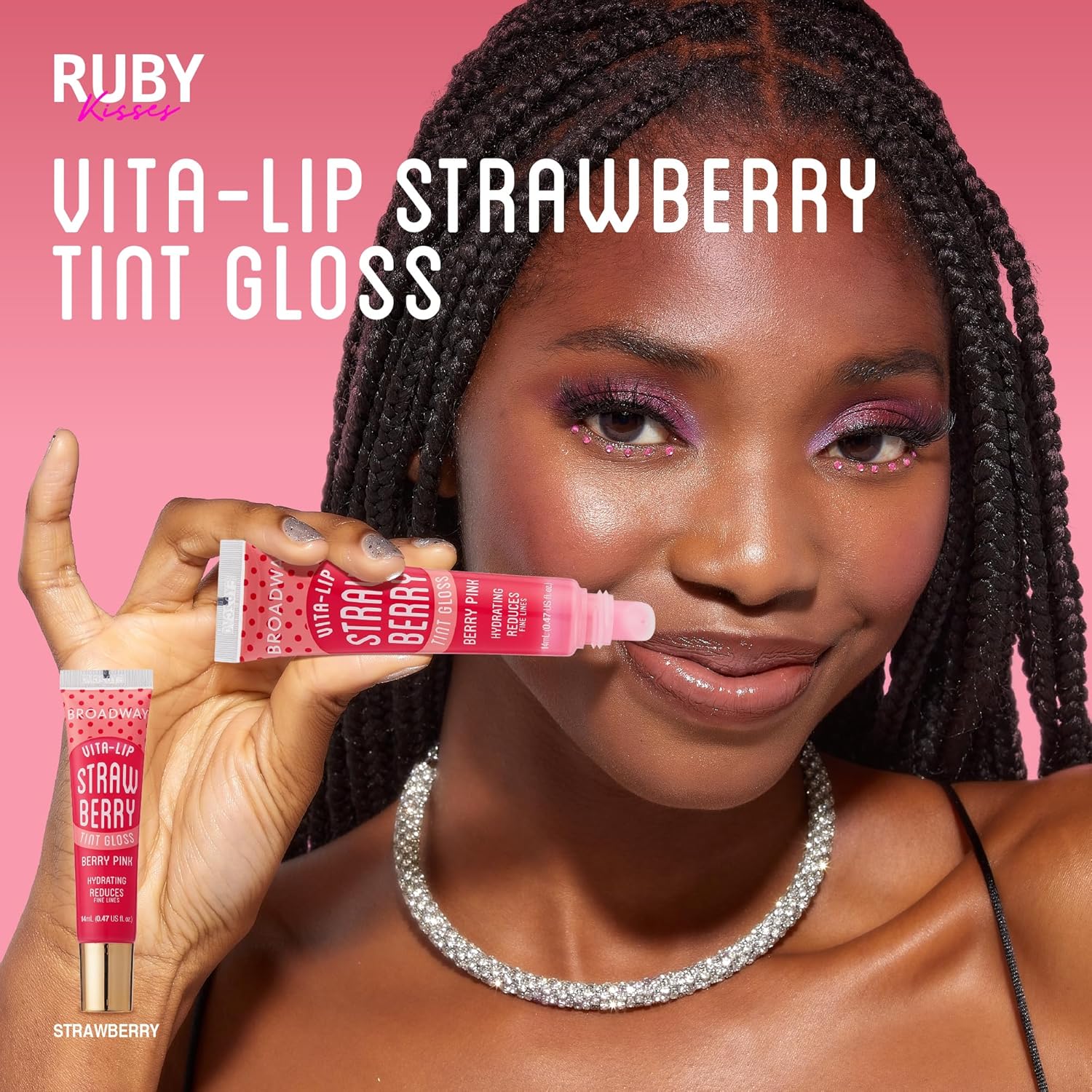 Ruby Kisses Broadway Vita-Lip Tinted & Clear Lip Gloss Ultra-Hydrating & Soothing Formula, High-Shine Non-Sticky Lip Balm with Mint, Rosehip, Coconut, Mango, Argan, Vitamin E, Honey, Shea (10 Pack) product view.