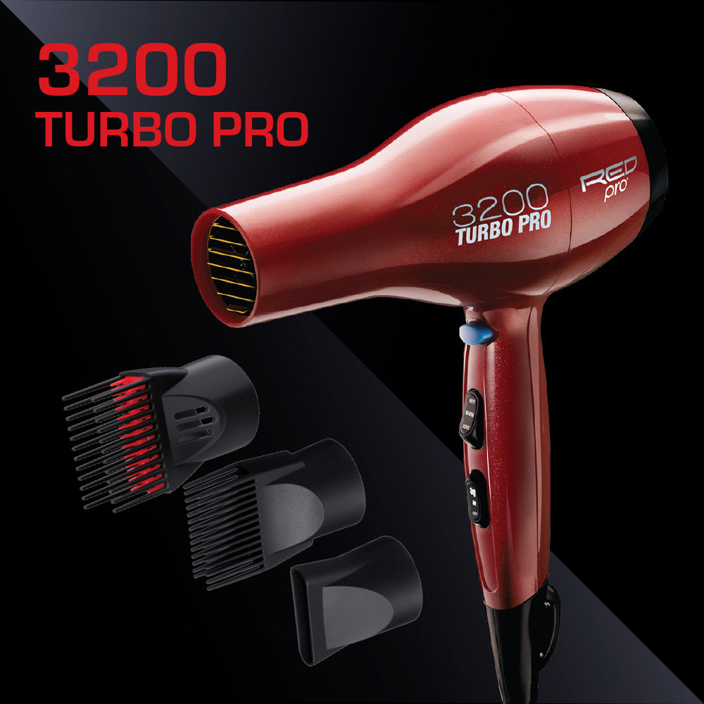 RED PRO 3200 Turbo Pro Hair Dryer 3 Styling Attachments – Ivy Beauty RED PRO 3200 Turbo Pro Hair Dryer 3 Styling Attachments – Ivy Beauty