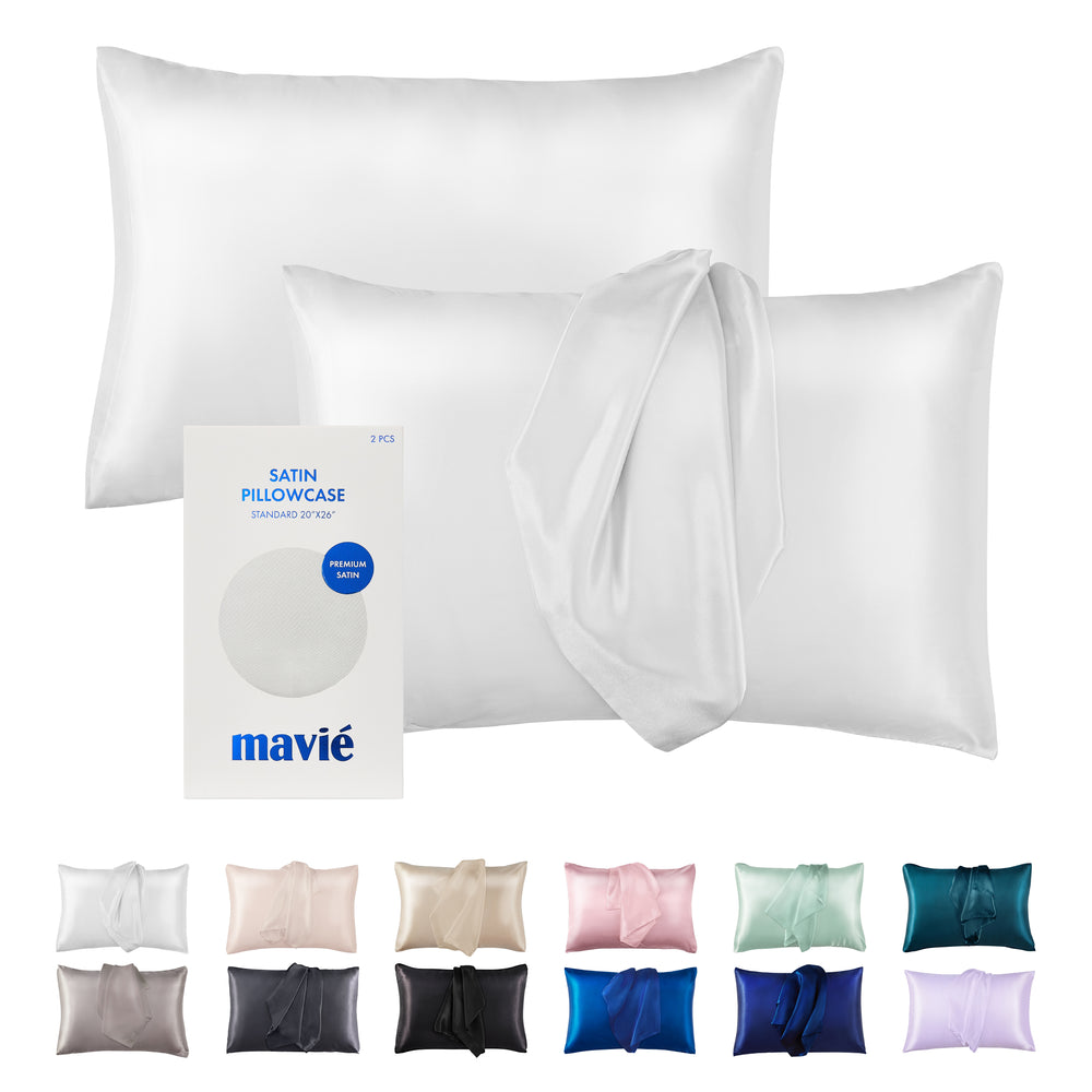 Satin Pillowcase Set of 2 – Standard Size 20” x 26”__Pure White