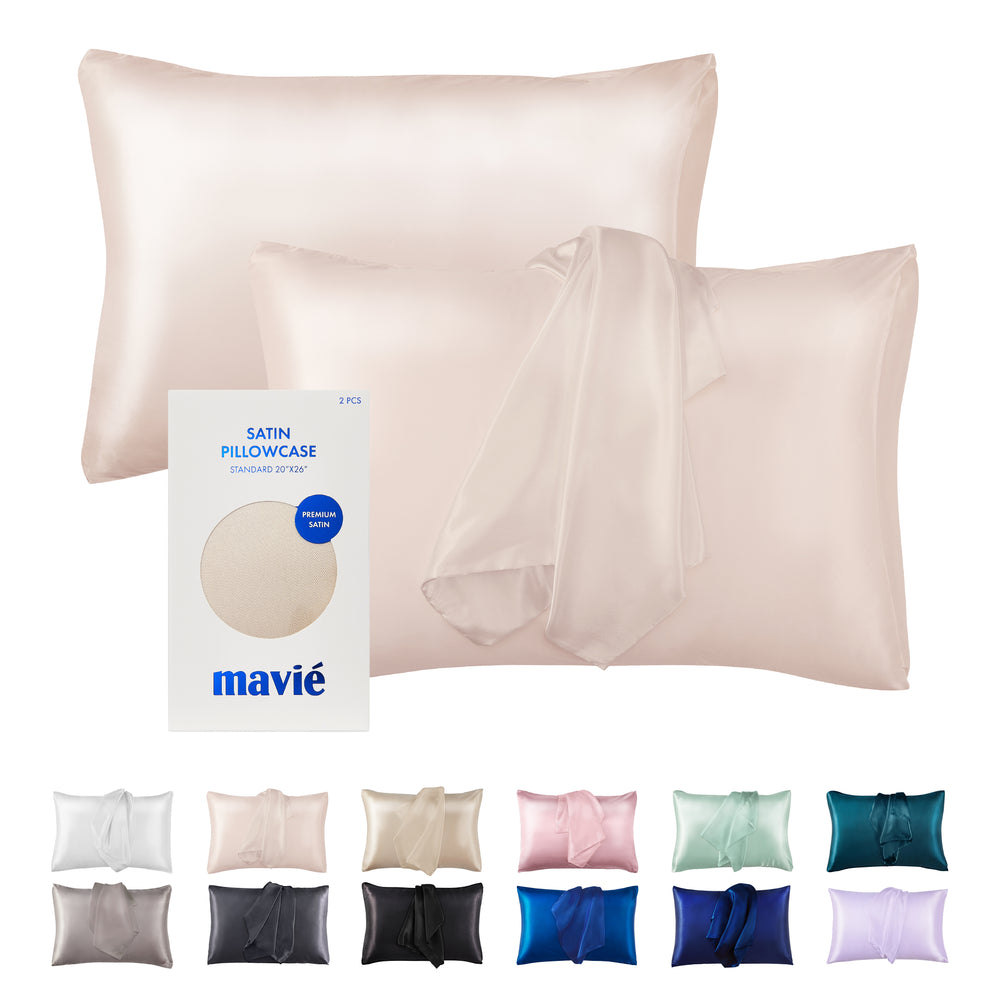 Satin Pillowcase Set of 2 – Standard Size 20” x 26”__Beige