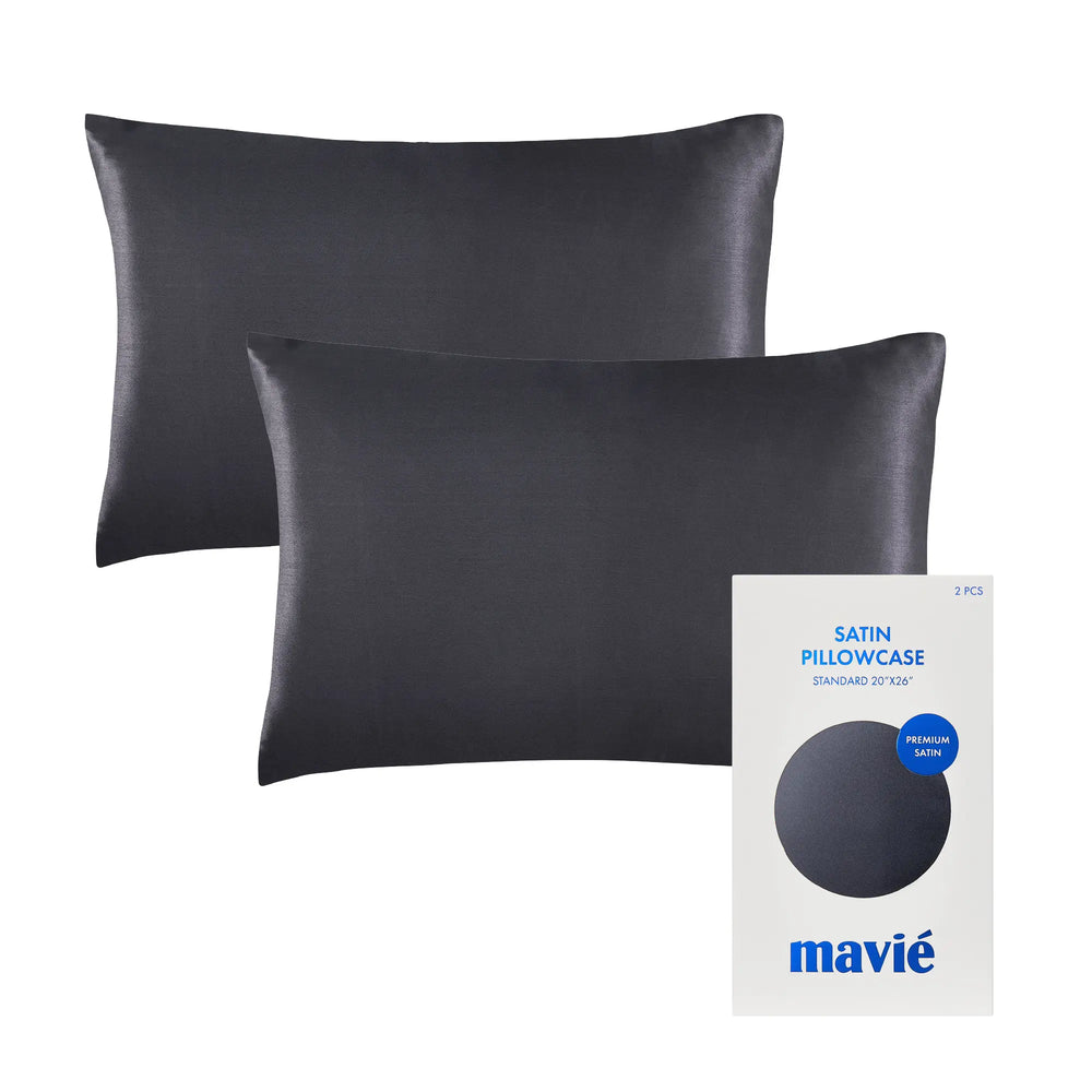 Satin Pillowcase Set of 2 – Standard Size 20” x 26”__Dark Grey